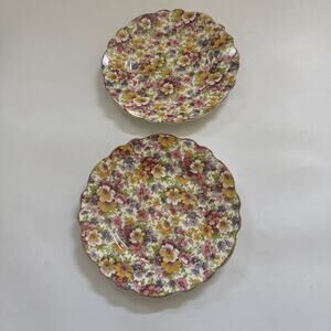 VTG Set of 2 JAMES KENT DU BARRY Old Foley STAFFORDSHIRE England Salad Plates